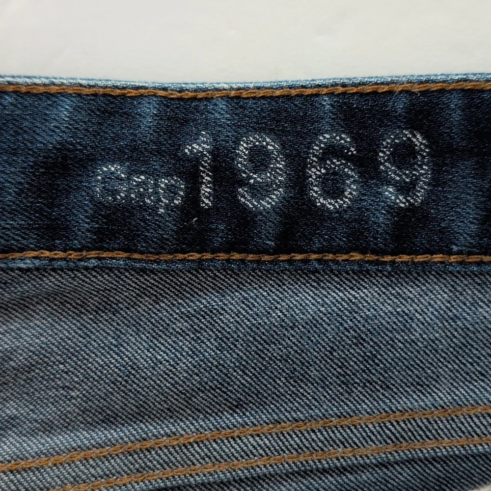 Gap 1969 Real Straight Leg Denim Jeans 28R Dark Wash Blue Pockets - Picture 5 of 16